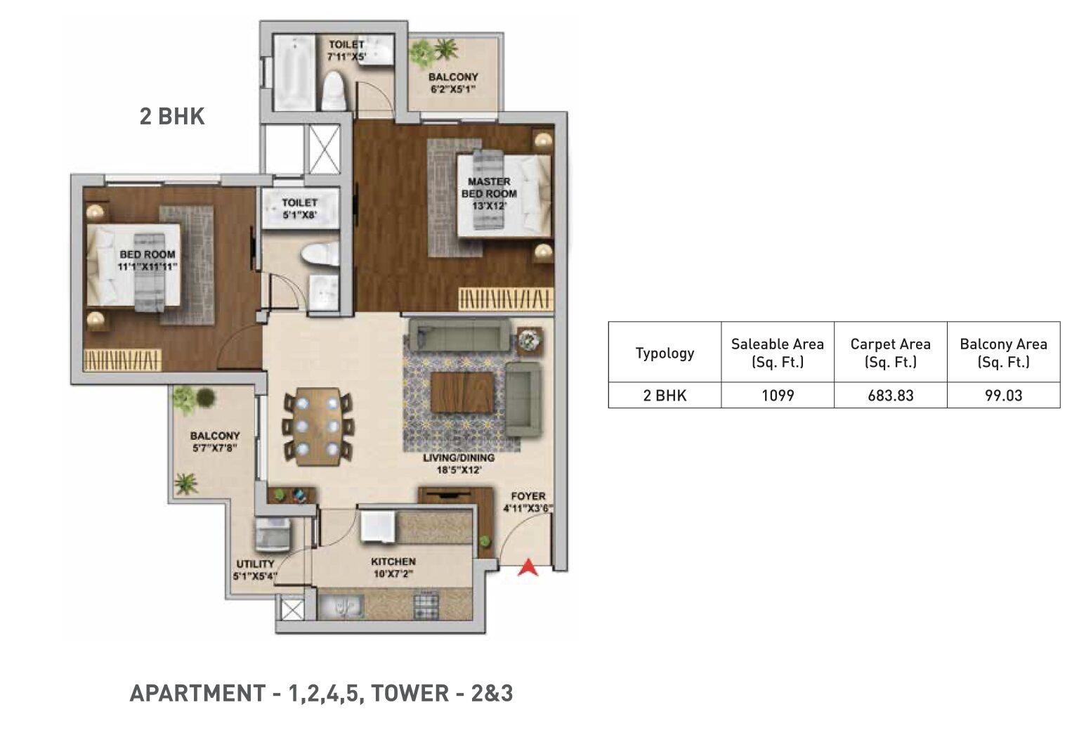 Hero Homes 2BHK Floor Plan